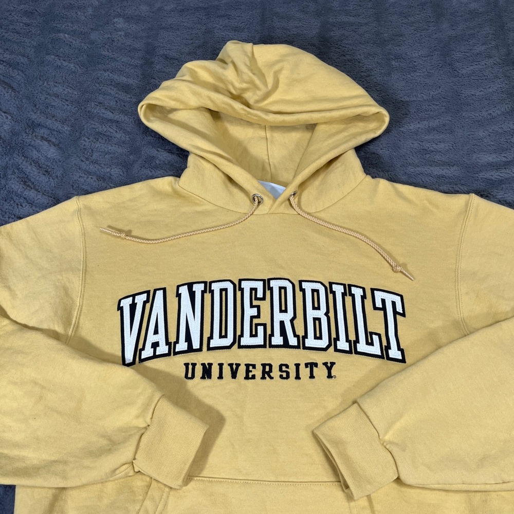 Champion Vanderbilt University Hoodie Yellow Pullover Sweatshirt Mens Small S